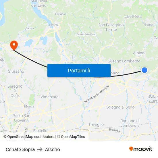 Cenate Sopra to Alserio map