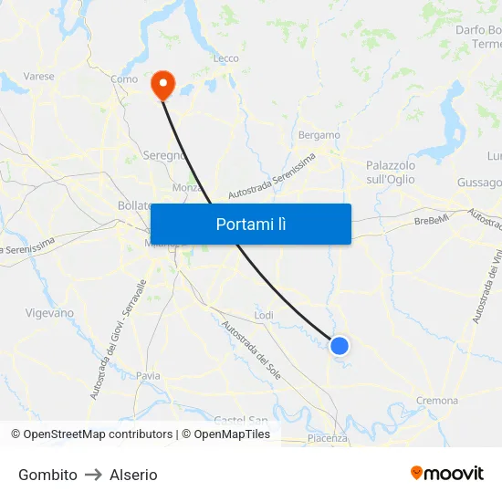 Gombito to Alserio map