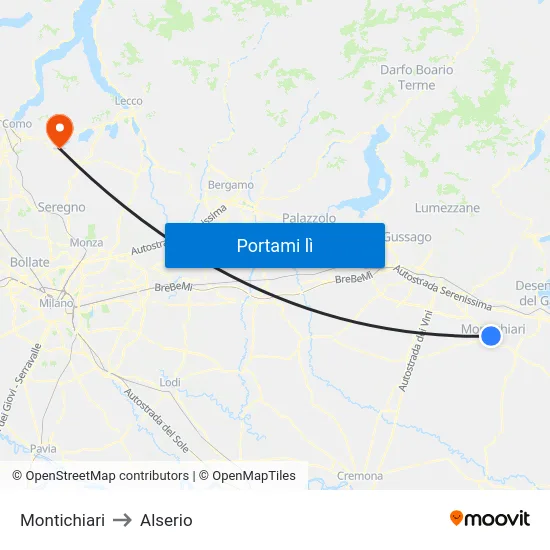 Montichiari to Alserio map