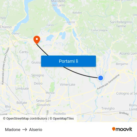 Madone to Alserio map