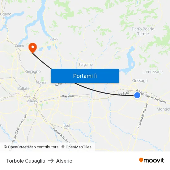 Torbole Casaglia to Alserio map