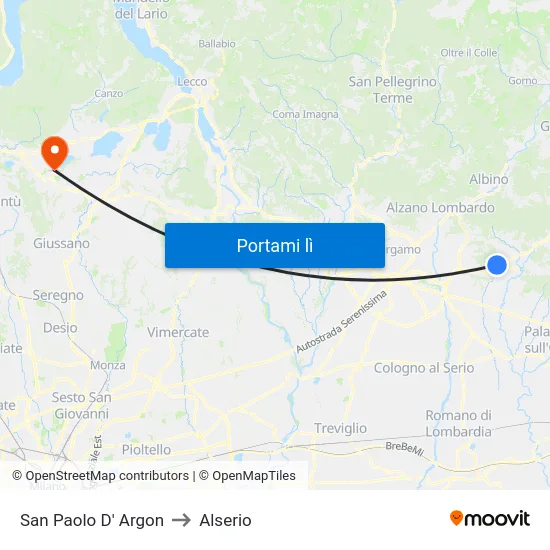 San Paolo D' Argon to Alserio map