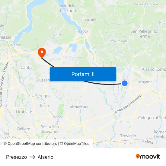 Presezzo to Alserio map