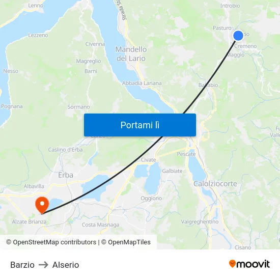 Barzio to Alserio map