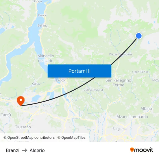 Branzi to Alserio map