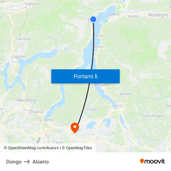 Dongo to Alserio map