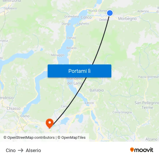 Cino to Alserio map
