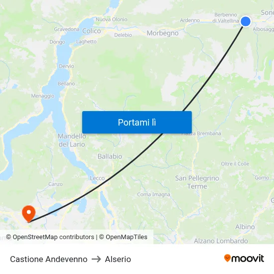 Castione Andevenno to Alserio map