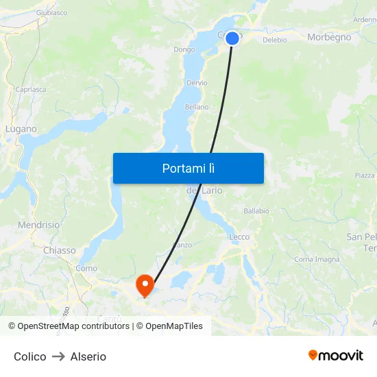 Colico to Alserio map