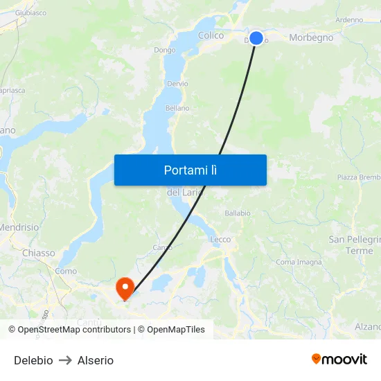 Delebio to Alserio map