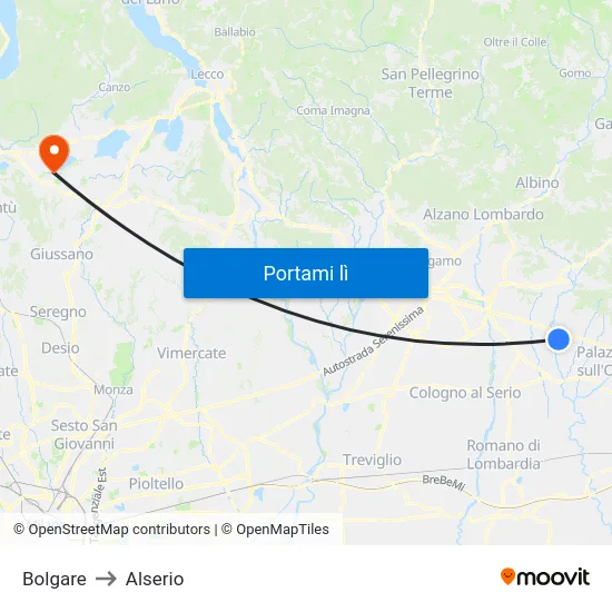 Bolgare to Alserio map