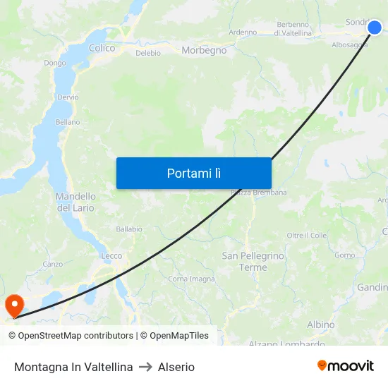 Montagna In Valtellina to Alserio map