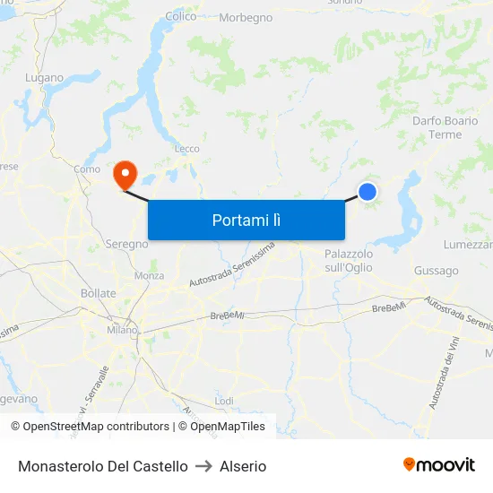Monasterolo Del Castello to Alserio map