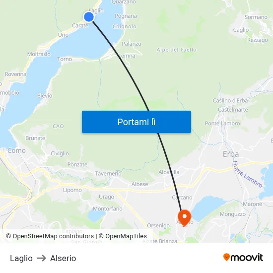 Laglio to Alserio map