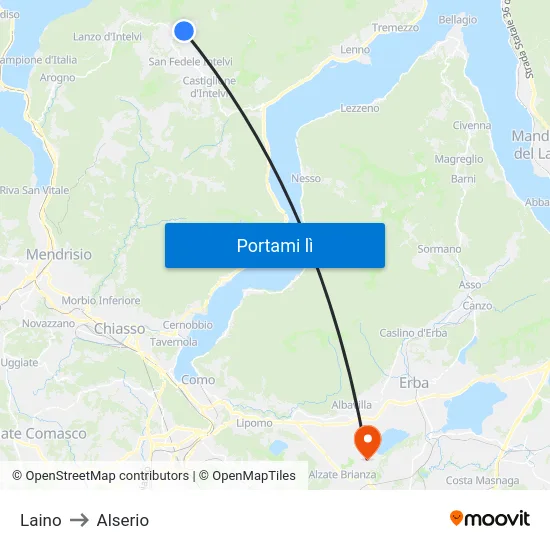 Laino to Alserio map