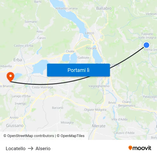 Locatello to Alserio map