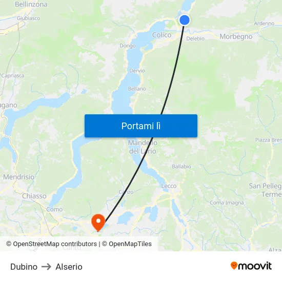 Dubino to Alserio map