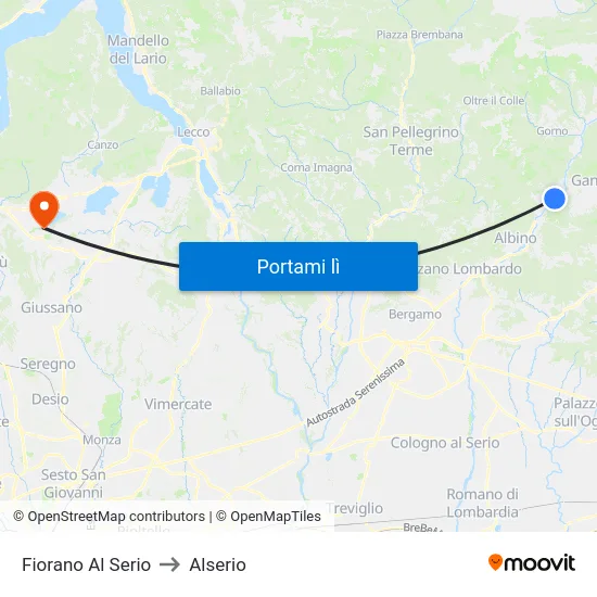 Fiorano Al Serio to Alserio map