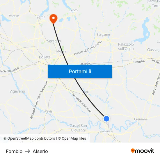 Fombio to Alserio map