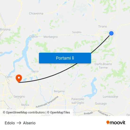 Edolo to Alserio map