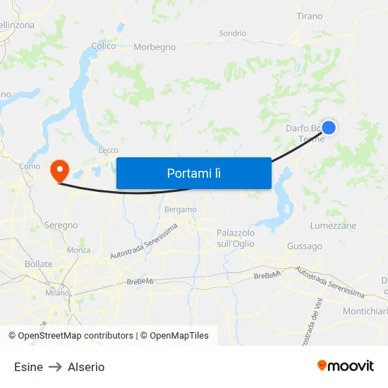 Esine to Alserio map