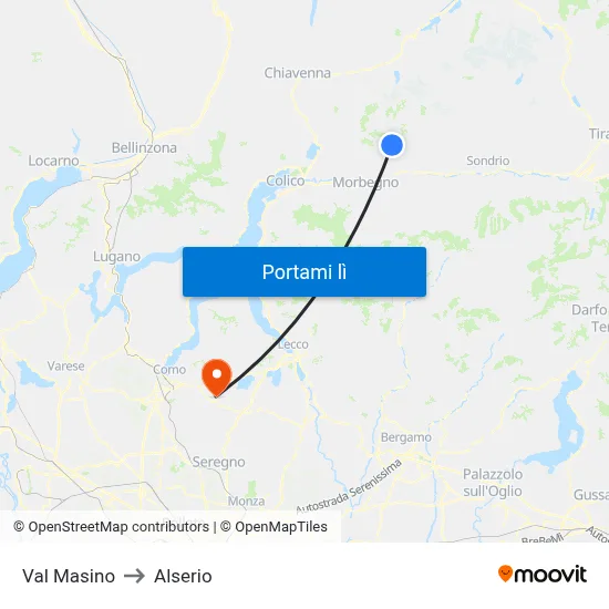 Val Masino to Alserio map