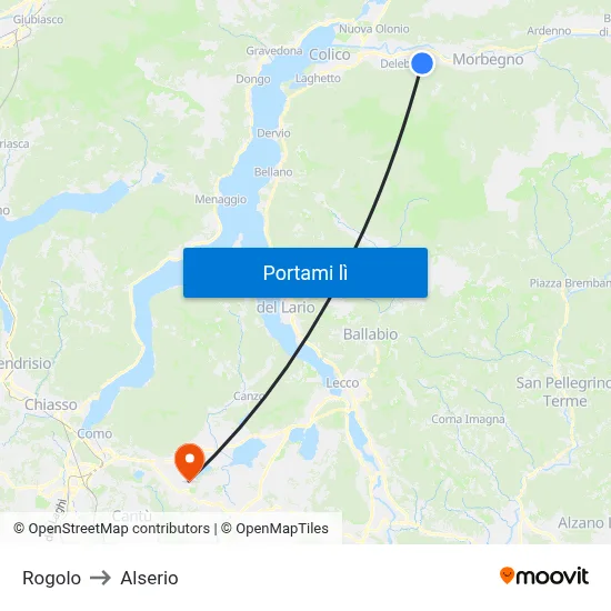 Rogolo to Alserio map