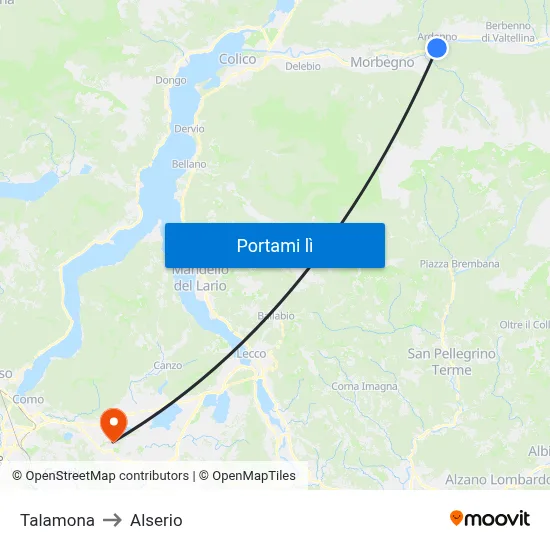Talamona to Alserio map