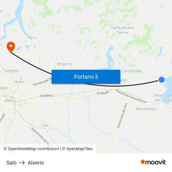 Salò to Alserio map