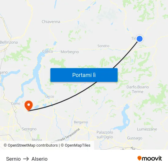 Sernio to Alserio map