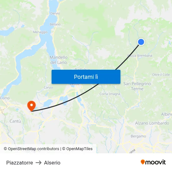 Piazzatorre to Alserio map