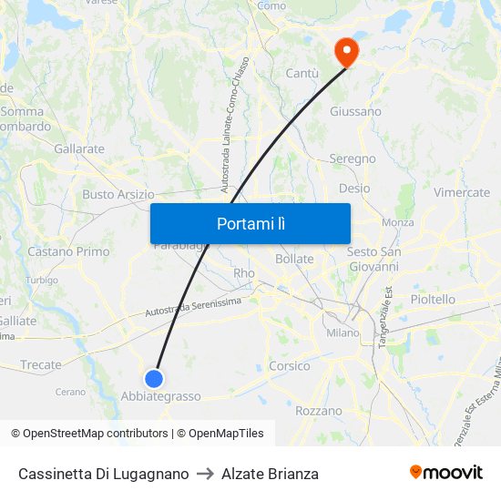 Cassinetta Di Lugagnano to Alzate Brianza map