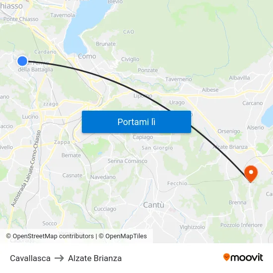 Cavallasca to Alzate Brianza map