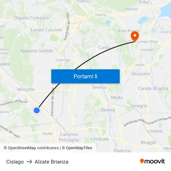 Cislago to Alzate Brianza map