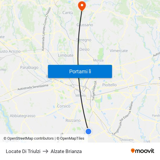 Locate Di Triulzi to Alzate Brianza map