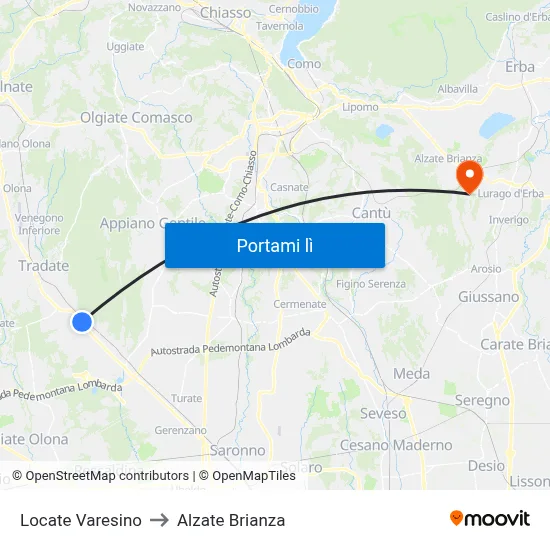 Locate Varesino to Alzate Brianza map