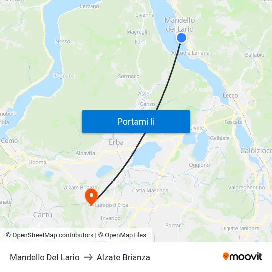 Mandello Del Lario to Alzate Brianza map