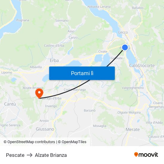 Pescate to Alzate Brianza map