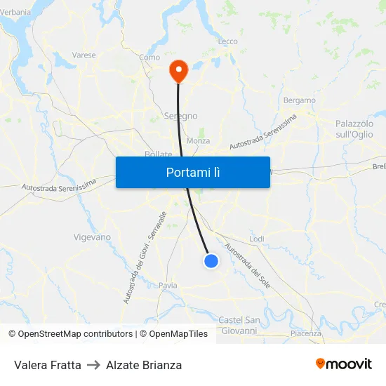 Valera Fratta to Alzate Brianza map