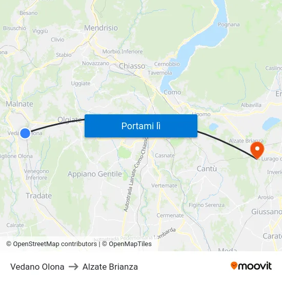 Vedano Olona to Alzate Brianza map