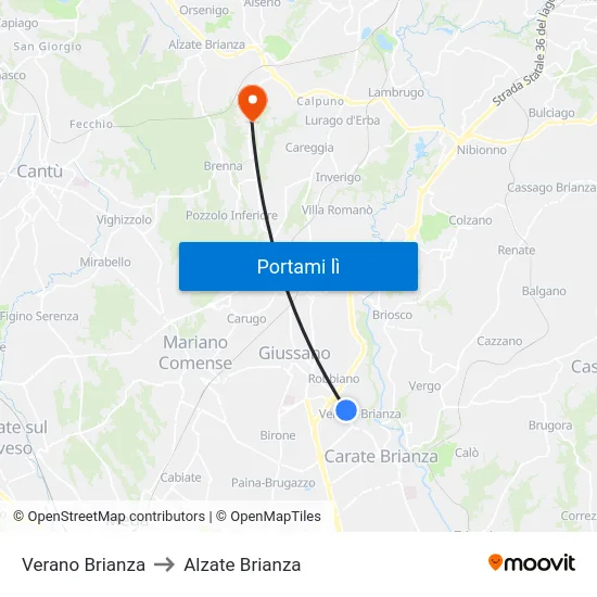 Verano Brianza to Alzate Brianza map