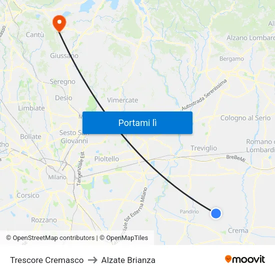 Trescore Cremasco to Alzate Brianza map