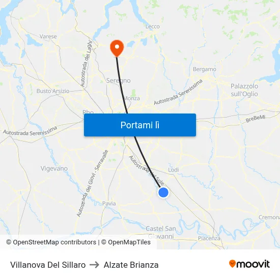 Villanova Del Sillaro to Alzate Brianza map