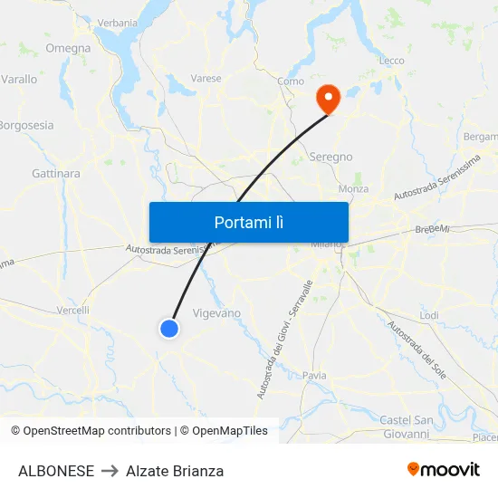 ALBONESE to Alzate Brianza map