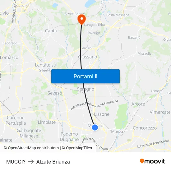 MUGGI? to Alzate Brianza map