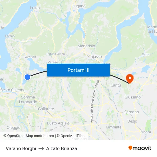 Varano Borghi to Alzate Brianza map