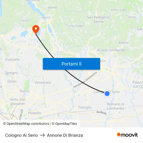 Cologno Al Serio to Annone Di Brianza map