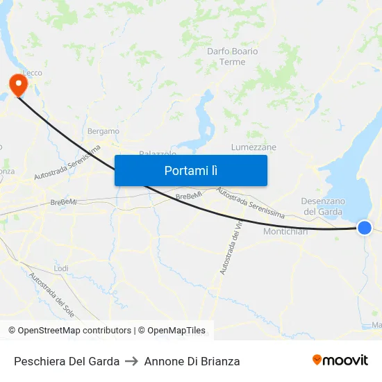 Peschiera Del Garda to Annone Di Brianza map