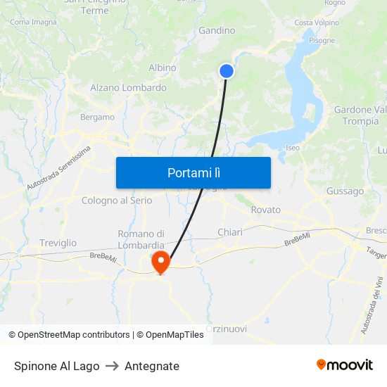 Spinone Al Lago to Antegnate map