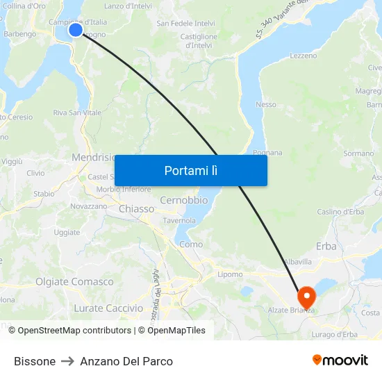 Bissone to Anzano Del Parco map